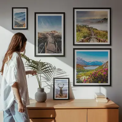 Wanddecoratie compositie Landschappen van bergen en wilde bossen