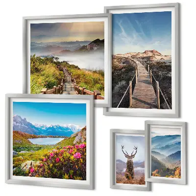 Wanddecoratie compositie Landschappen van bergen en wilde bossen