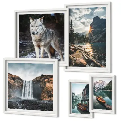 Wanddecoratie compositie Natuurlandschappen met wilde dieren