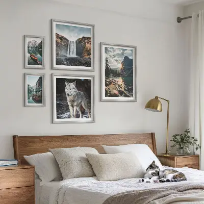 Wanddecoratie compositie met natuurlandschappen en wilde dieren