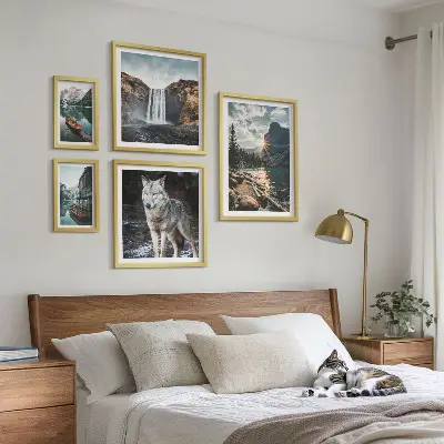 Wanddecoratie compositie met natuurlandschappen en wilde dieren