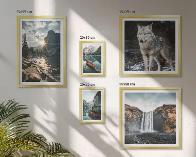 Wanddecoratie compositie met natuurlandschappen en wilde dieren
