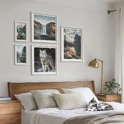 Wanddecoratie compositie met natuurlandschappen en wilde dieren
