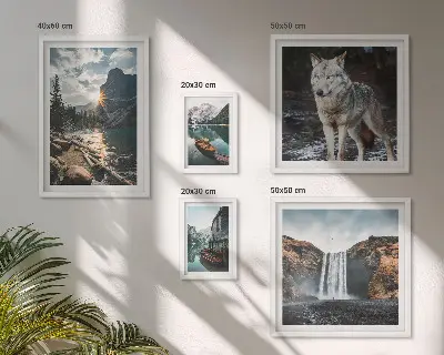 Wanddecoratie compositie met natuurlandschappen en wilde dieren