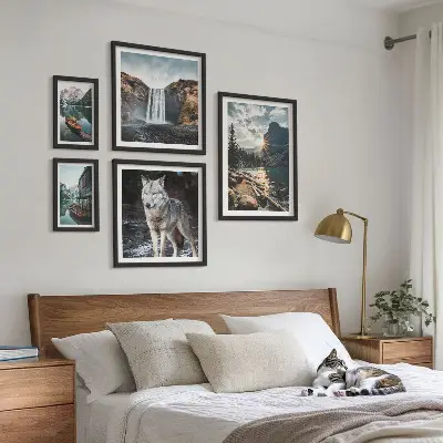 Wanddecoratie compositie met natuurlandschappen en wilde dieren