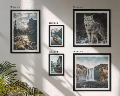 Wanddecoratie compositie met natuurlandschappen en wilde dieren