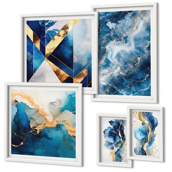 Moderne schilderijen set Abstracte blauwe composities