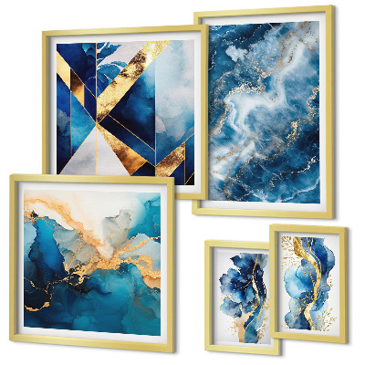 Moderne schilderijen set Abstracte blauwe composities