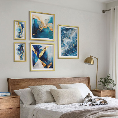 Moderne schilderijen set Abstracte blauwe composities