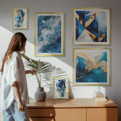 Moderne schilderijen set Abstracte blauwe composities