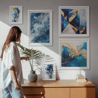 Moderne schilderijen set Abstracte blauwe composities