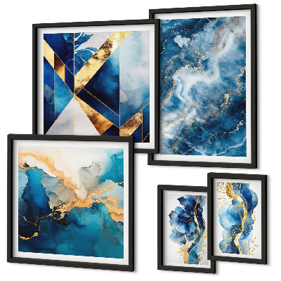 Moderne schilderijen set Abstracte blauwe composities