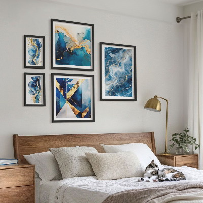 Moderne schilderijen set Abstracte blauwe composities