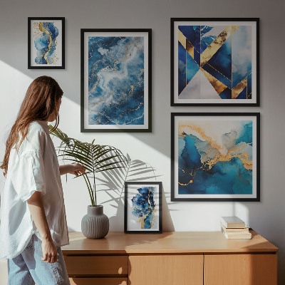 Moderne schilderijen set Abstracte blauwe composities