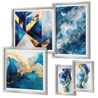 Moderne schilderijen set Abstracte blauwe composities