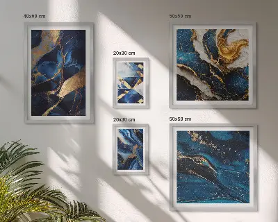 Wanddecoratie compositie met abstracte blauwe patronen