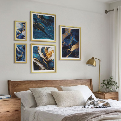 Wanddecoratie compositie Abstracte blauwe patronen