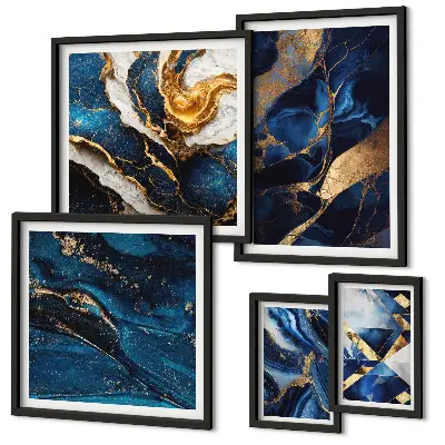 Wanddecoratie compositie met abstracte blauwe patronen