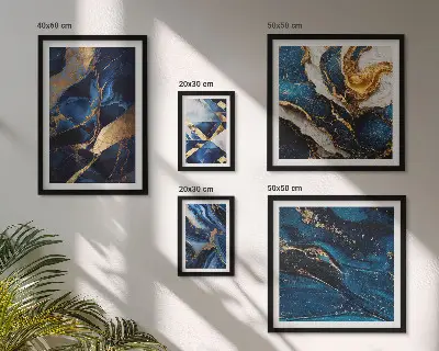 Wanddecoratie compositie met abstracte blauwe patronen
