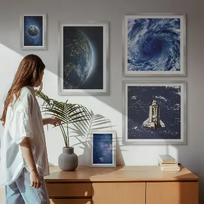 Moderne schilderijen set De kosmische landschappen van de aarde