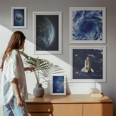 Moderne schilderijen set De kosmische landschappen van de aarde