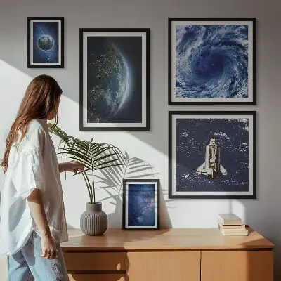 Moderne schilderijen set De kosmische landschappen van de aarde