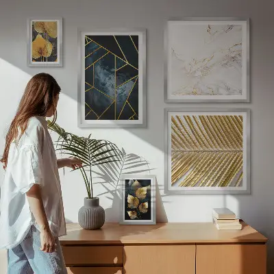 Gallery wall Stijlvolle bladeren en geometrie