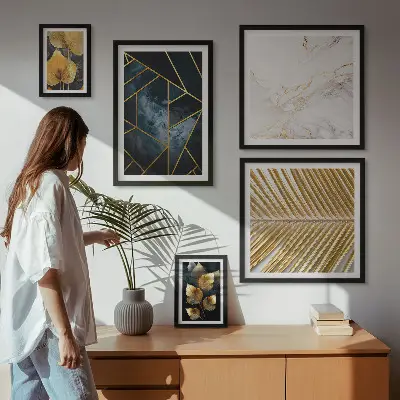 Gallery wall Stijlvolle bladeren en geometrie