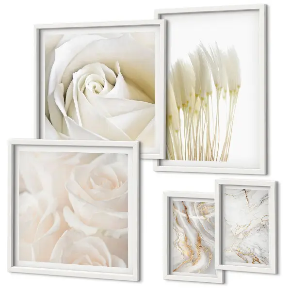 Gallery wall met witte rozenmarmeren accenten