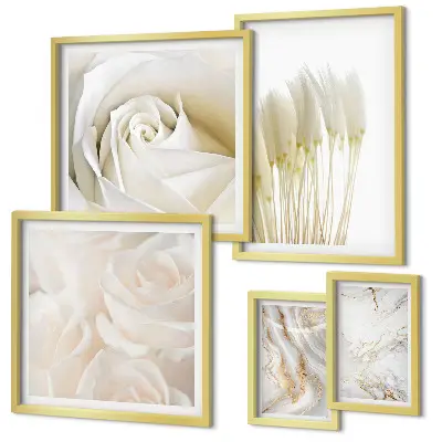 Gallery wall met witte rozenmarmeren accenten