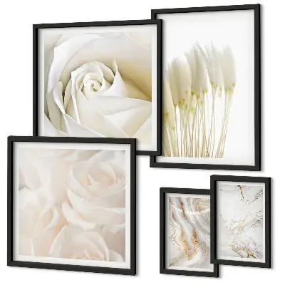 Gallery wall met witte rozenmarmeren accenten