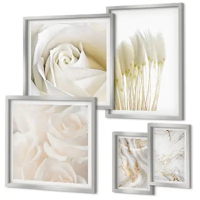 Gallery wall met witte rozenmarmeren accenten