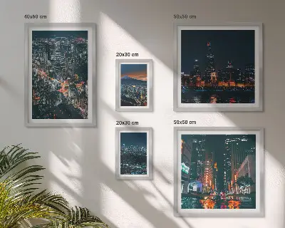 Wanddecoratie compositie Nachtelijke uitzichten op moderne steden