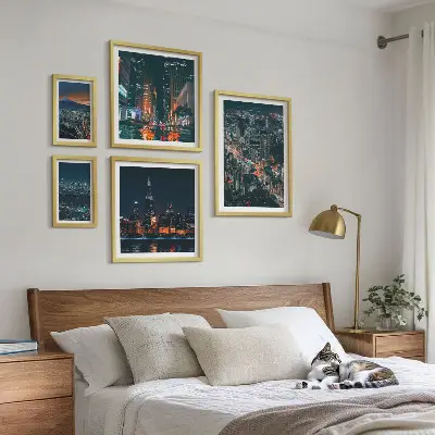 Wanddecoratie compositie Nachtelijke uitzichten op moderne steden