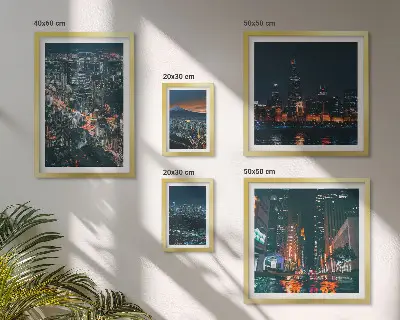 Wanddecoratie compositie Nachtelijke uitzichten op moderne steden