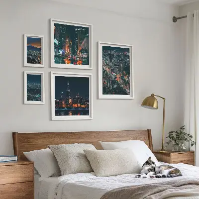 Wanddecoratie compositie Nachtelijke uitzichten op moderne steden