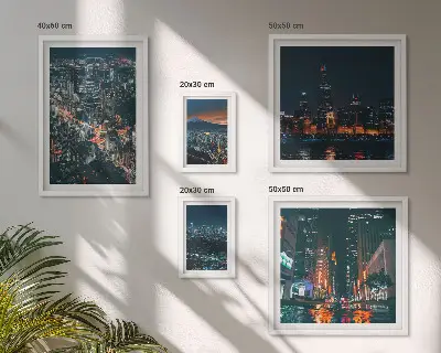 Wanddecoratie compositie Nachtelijke uitzichten op moderne steden