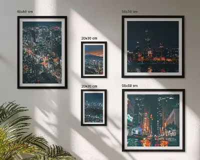 Wanddecoratie compositie Nachtelijke uitzichten op moderne steden