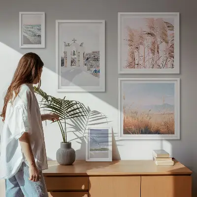 Gallery wall met stijlvolle kustlandschappen