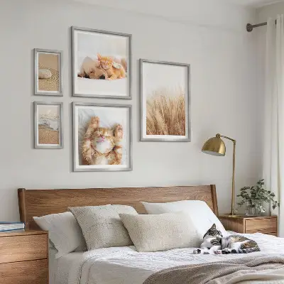 Moderne schilderijen set met schattige dierenlandschappen