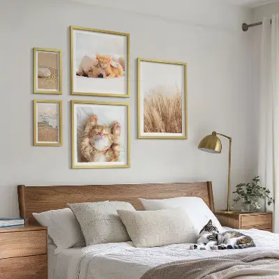 Moderne schilderijen set met schattige dierenlandschappen