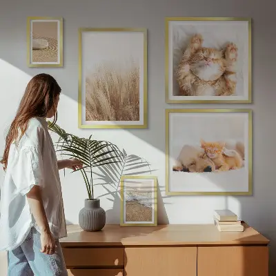 Moderne schilderijen set met schattige dierenlandschappen