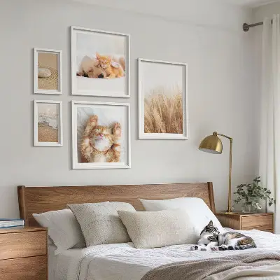 Moderne schilderijen set met schattige dierenlandschappen