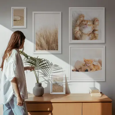 Moderne schilderijen set met schattige dierenlandschappen