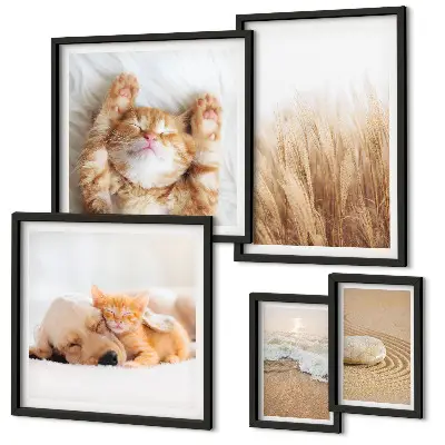 Moderne schilderijen set met schattige dierenlandschappen