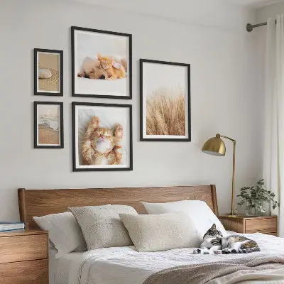 Moderne schilderijen set met schattige dierenlandschappen