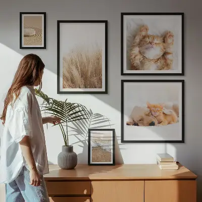 Moderne schilderijen set met schattige dierenlandschappen