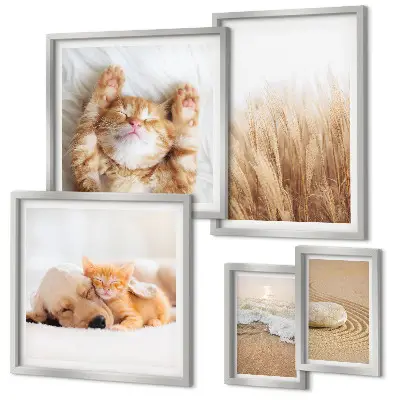 Moderne schilderijen set met schattige dierenlandschappen