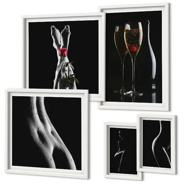 Gallery wall met elegante en moderne accenten in zwart en rood