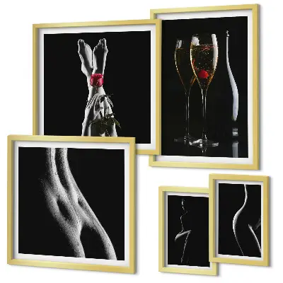 Gallery wall met elegante en moderne accenten in zwart en rood